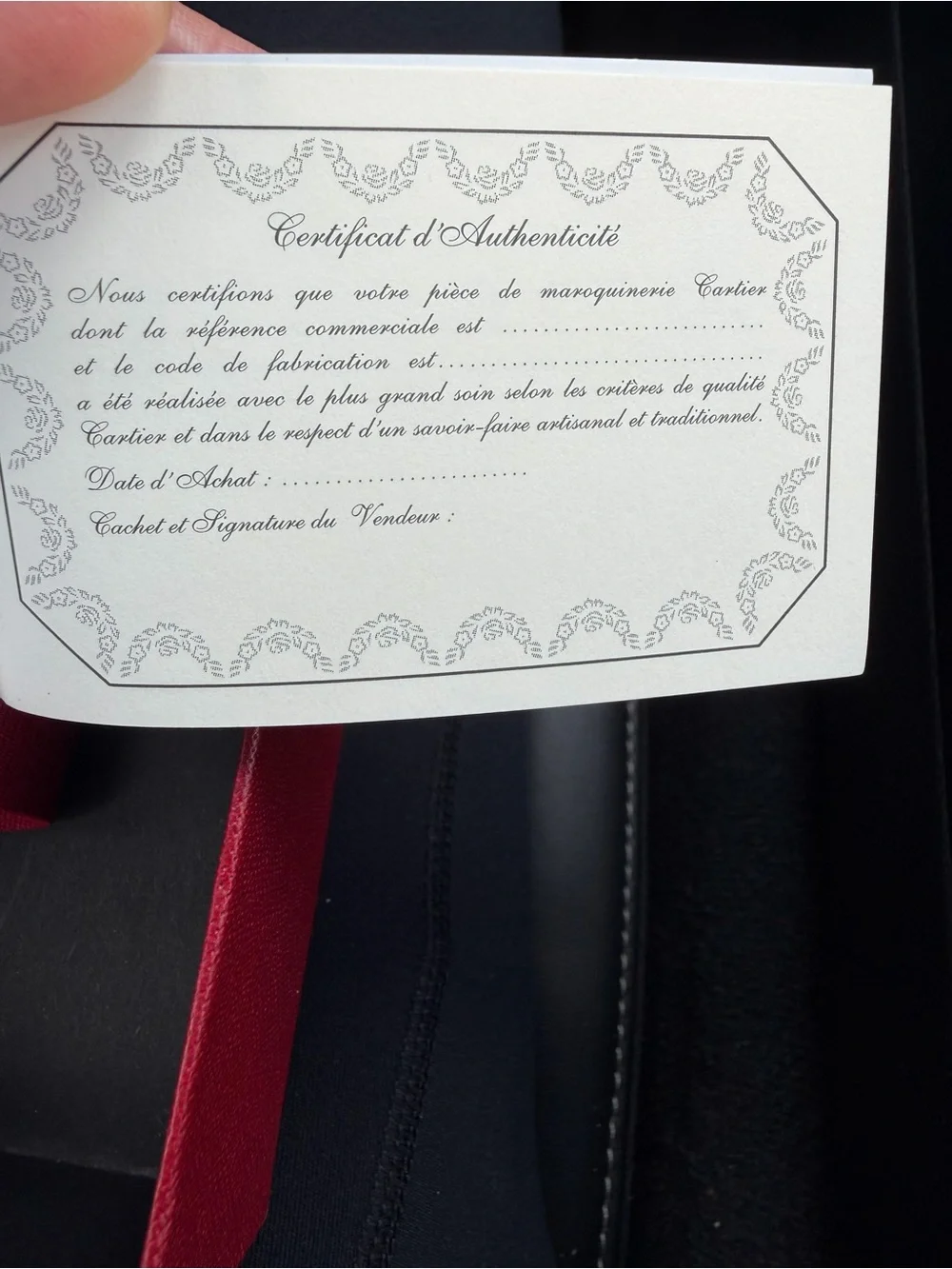 Cartier Red Leather Card Case with Gold Detailing